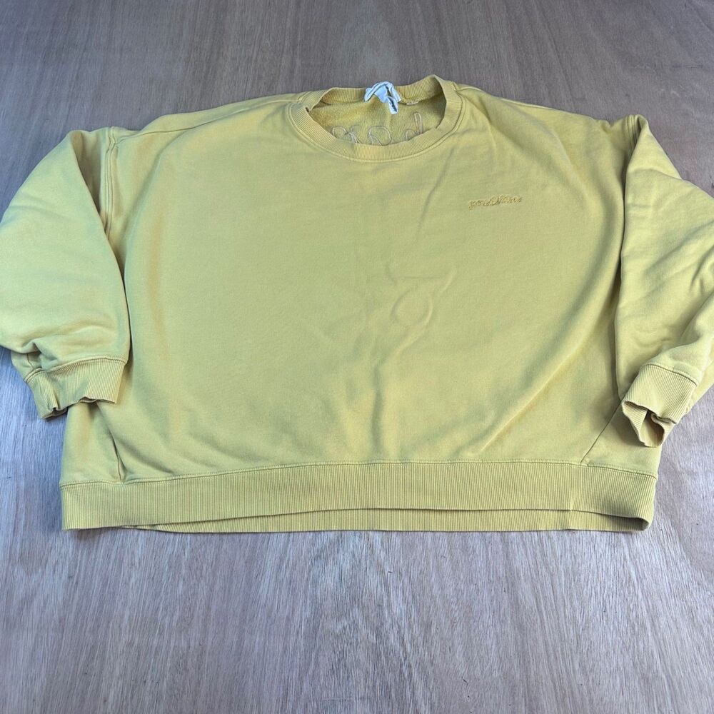 H&M L.O.G.G. True Happiness Yellow Cropped Sweatshirt Women's XL